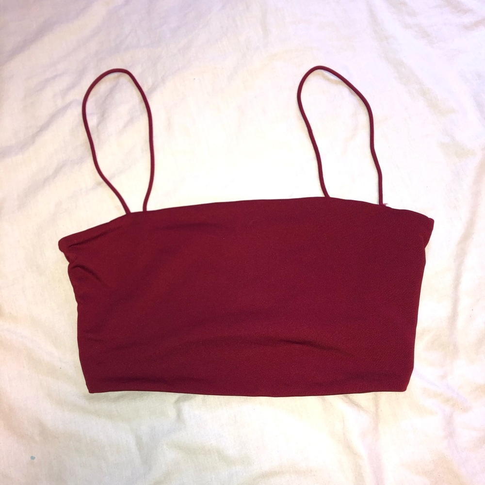 cropped burgundy tank top